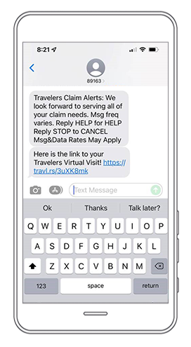 Screenshot of an email from Travelers. Subject line: 